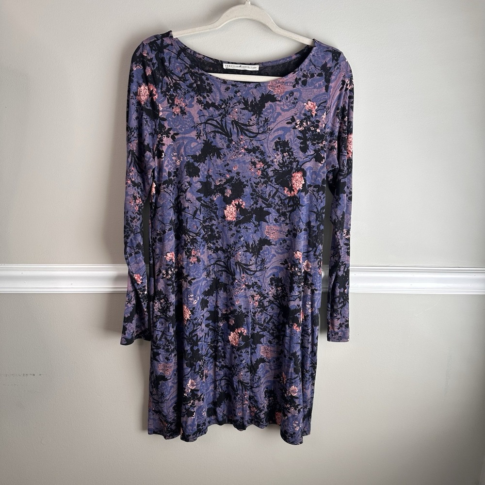 Peruvian Connection Long Sleeve A Line Dress Purple Floral M Dark Romantic Boho